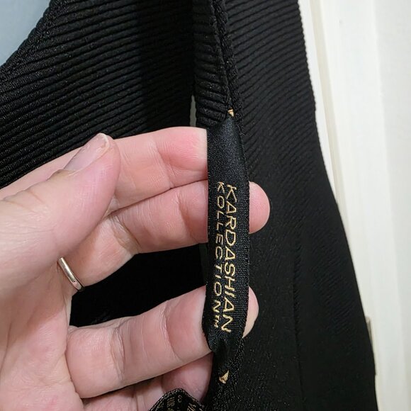 Kardashian Kollection Black Bodycon Dress XL | Cutout Front Detail - Picture 10 of 14